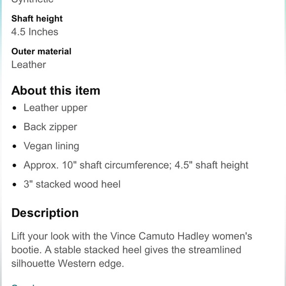 Vince Camuto Hadley, Size 9.5, New Caramel, Oil Sheep, in box - Picture 8 of 8